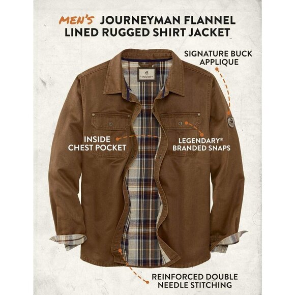 Mens Copper Rust Whitetails Flannel Lined Shirt Jacket Waxed Cotton Water Resis - Picture 4 of 4